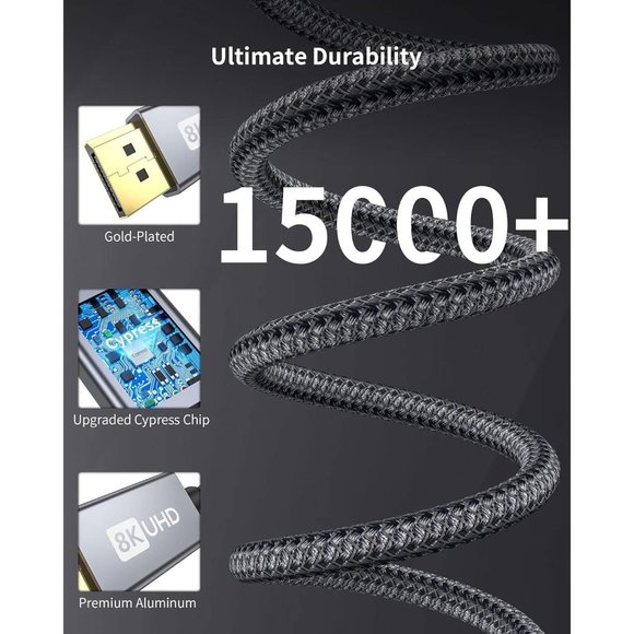 Silkland USB C to DisplayPort 1.4 Cable 8K 6.6ft - Picture 4 of 10